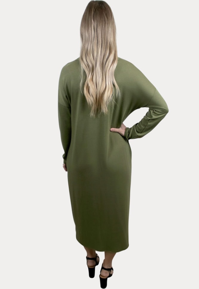 green maternity midi dress