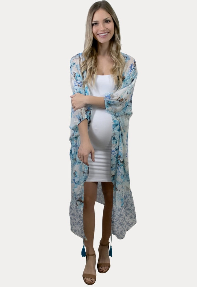 lightweight floral pregnancy kimono