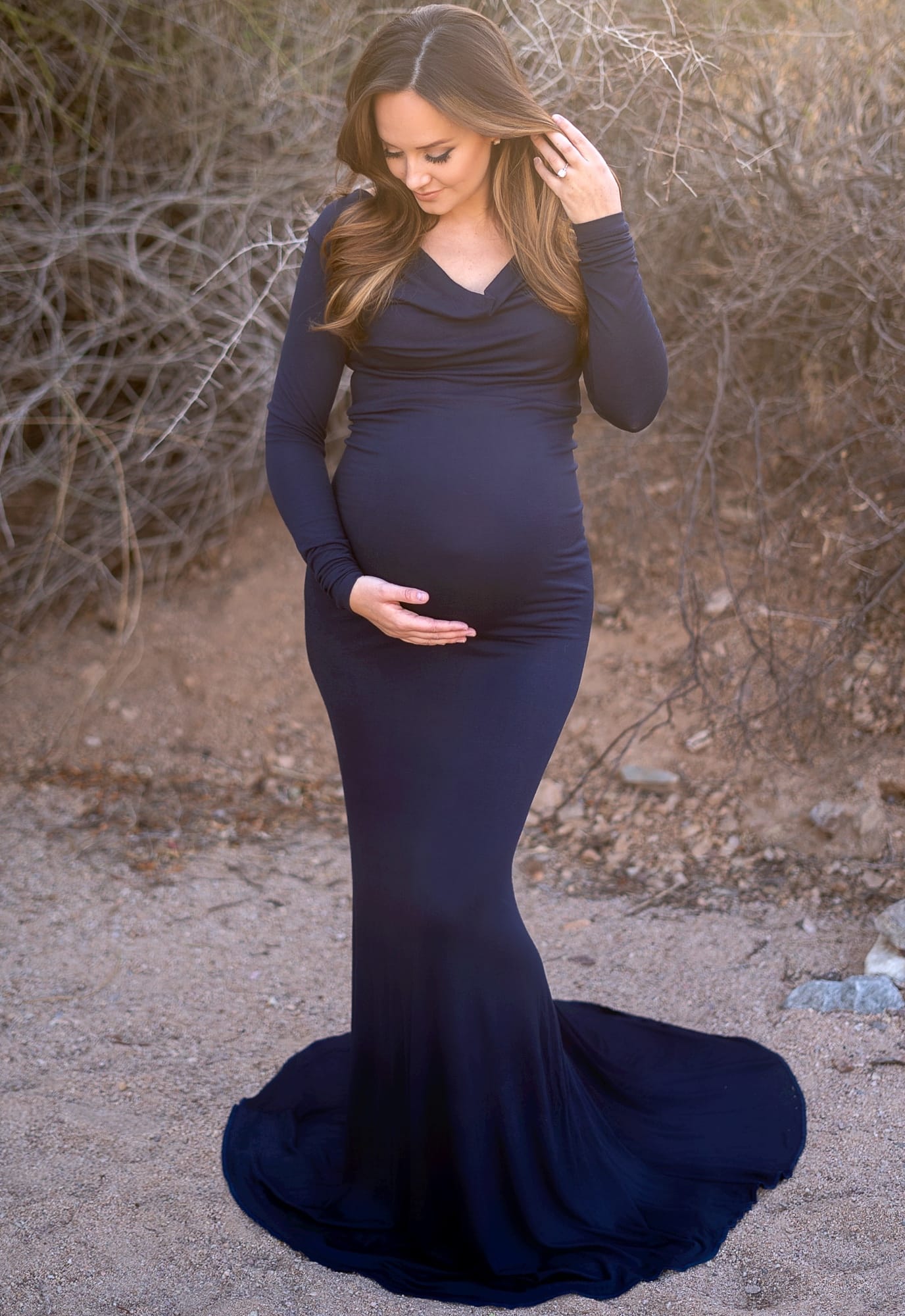 cowl neck pregnancy gown