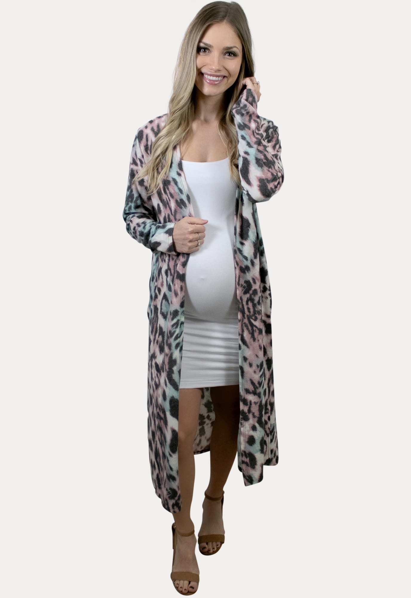 leopard pregnancy cardigan