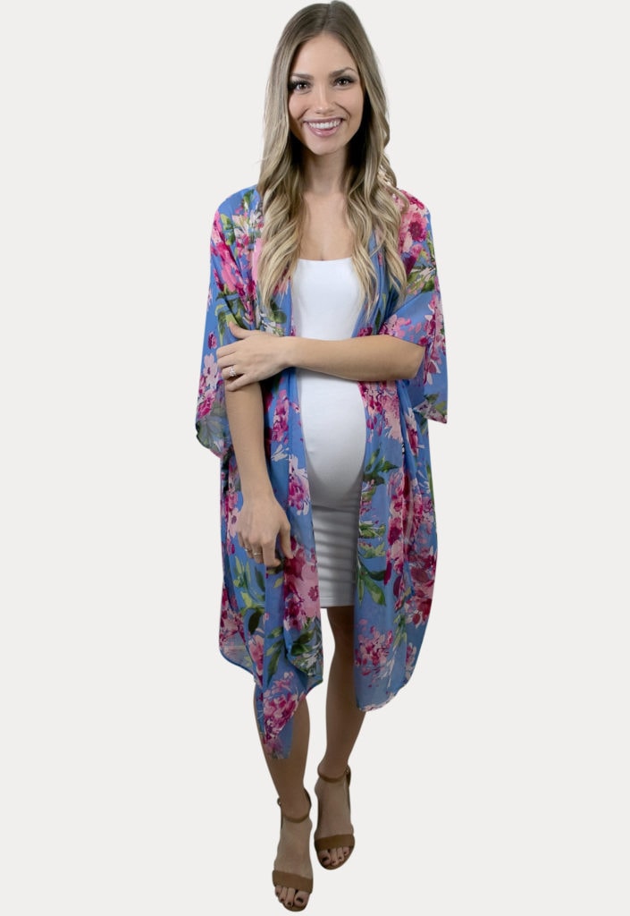 purple floral maternity cardigan