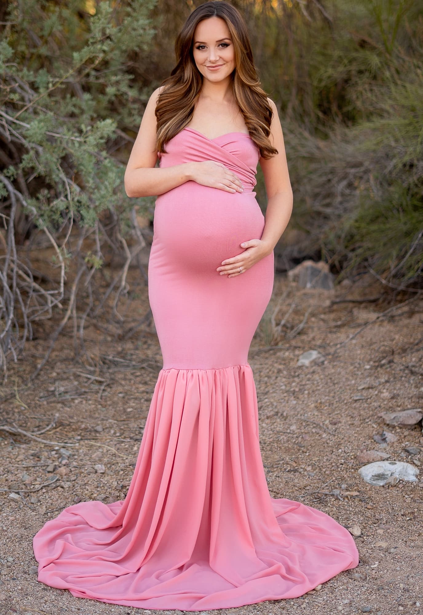 Slim-Fit Maternity Gown with Slit