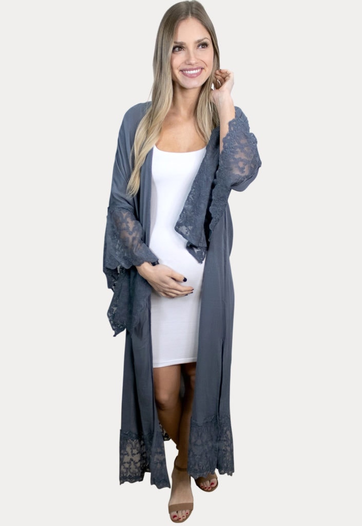 grey maternity duster