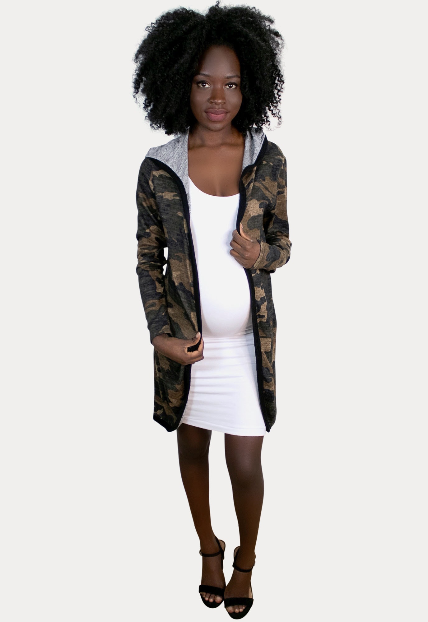 camo maternity cardigan