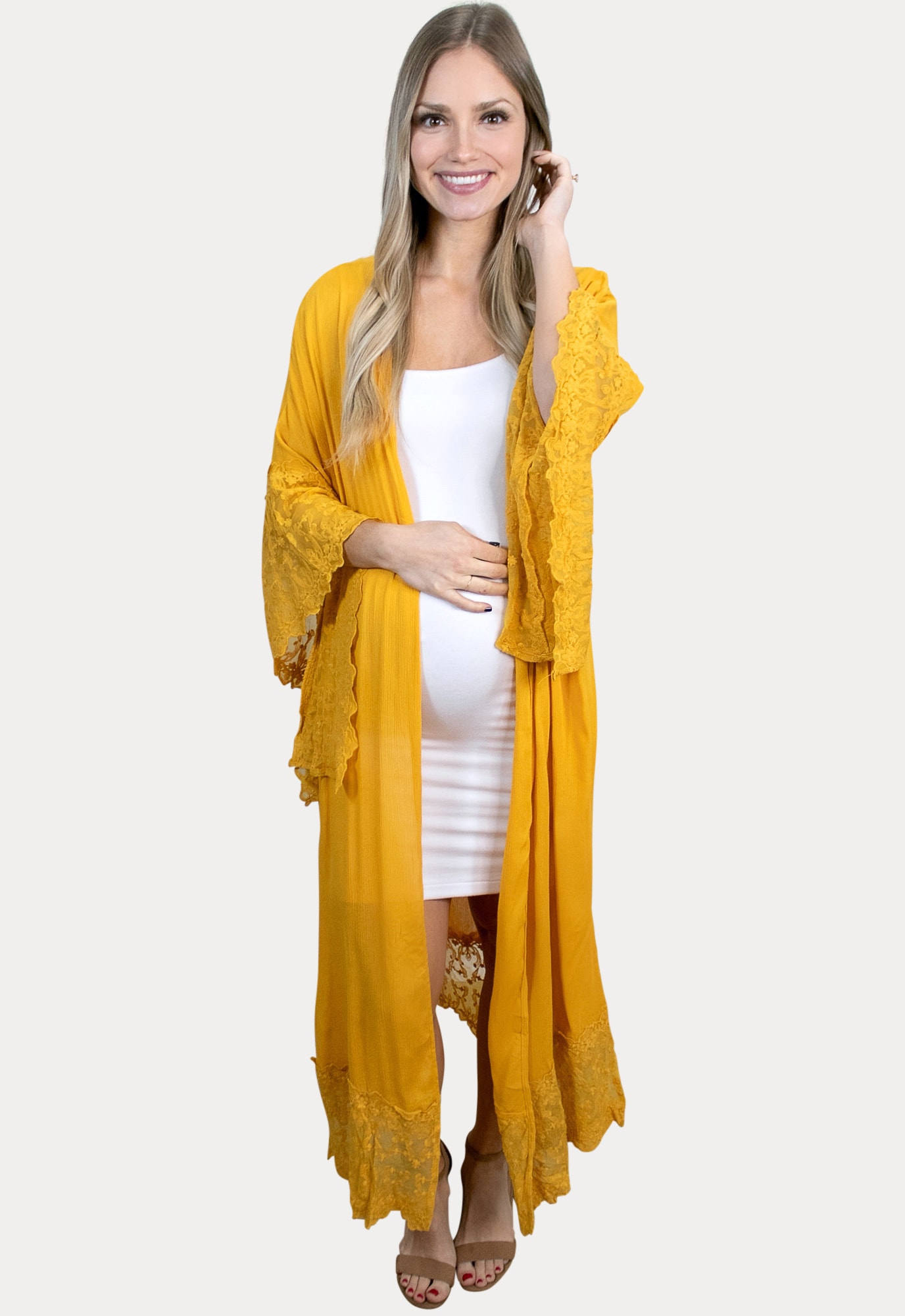 mustard maternity duster