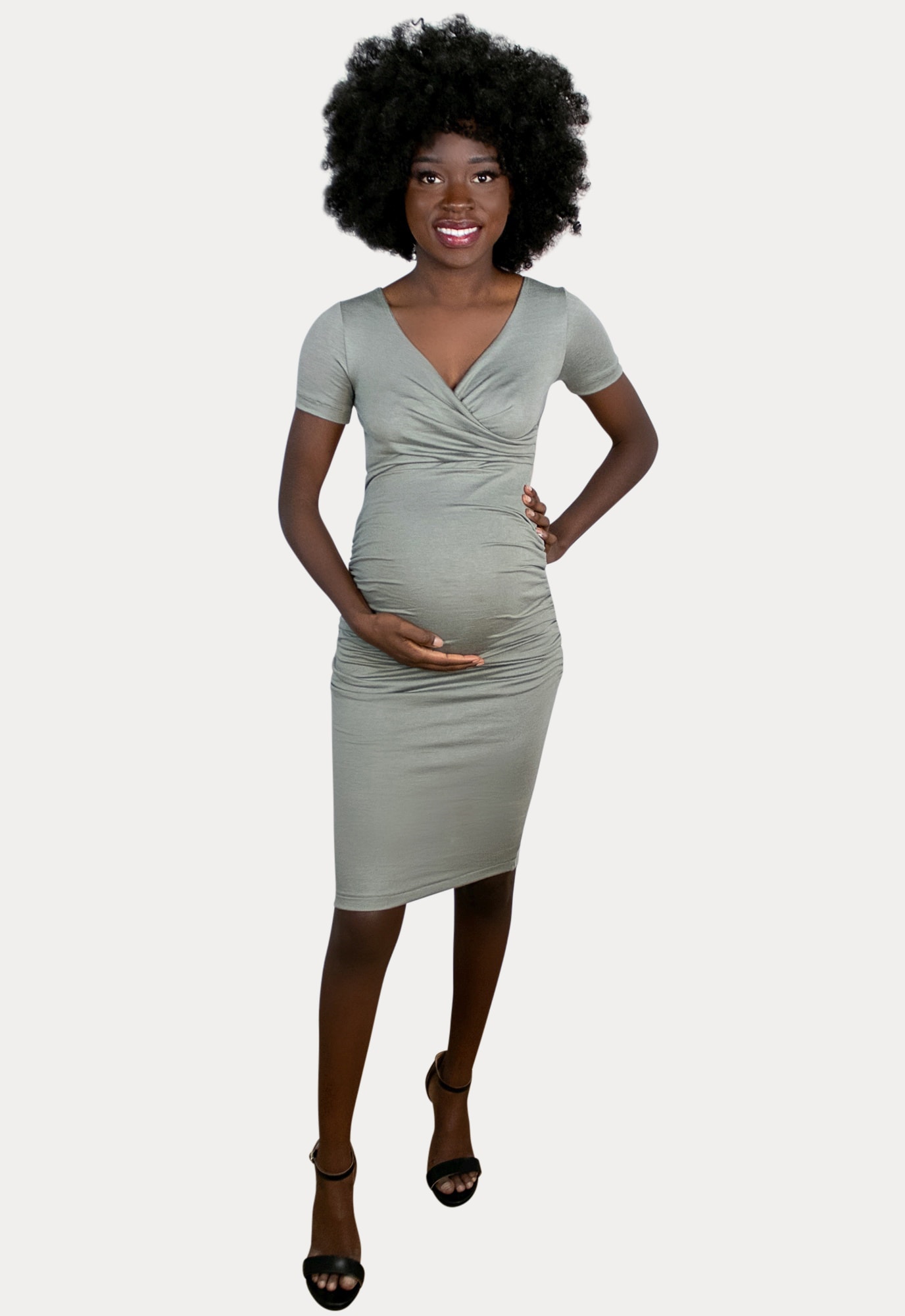 short sleeve sweetheart maternity dress