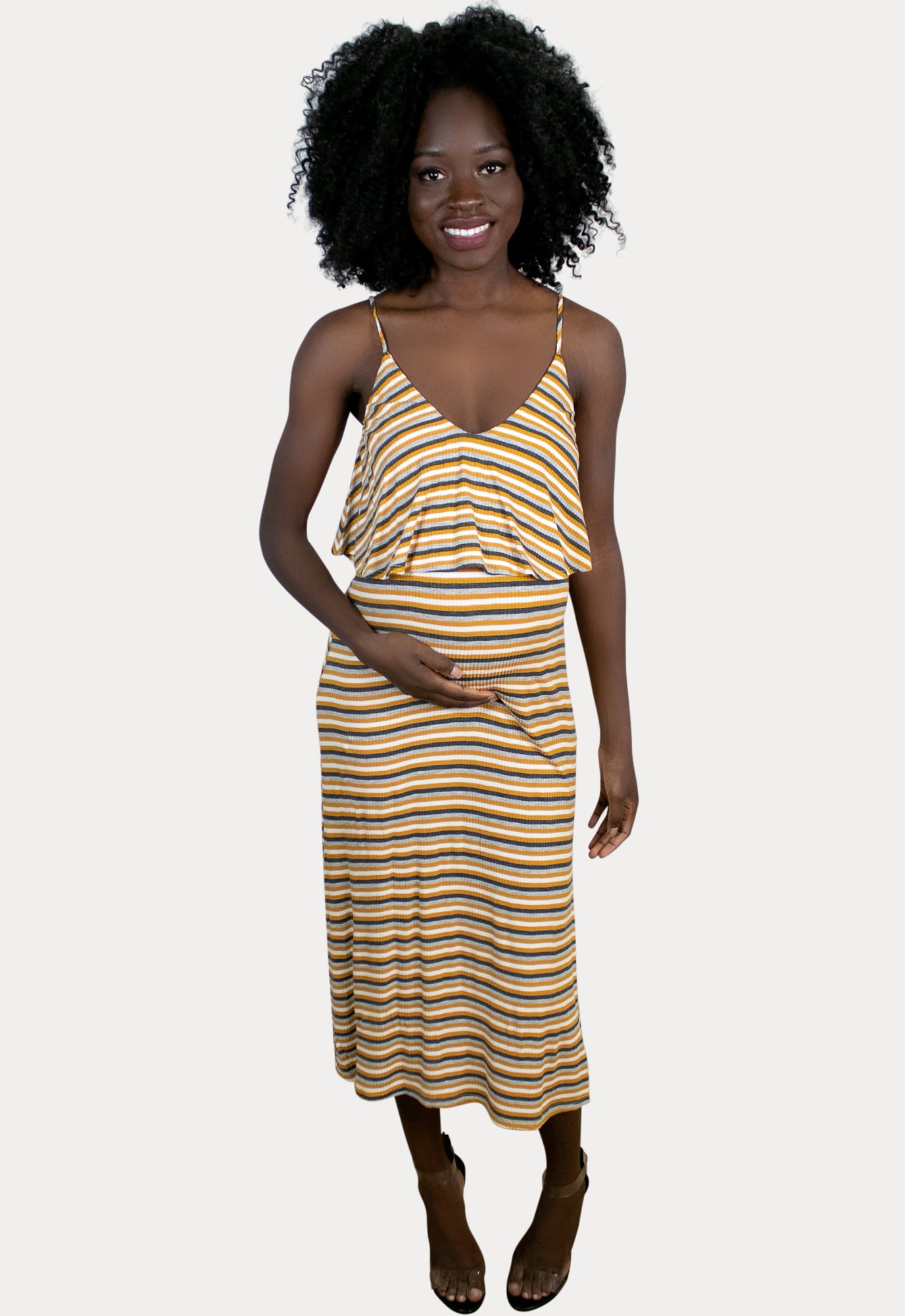 multi striped maternity dress