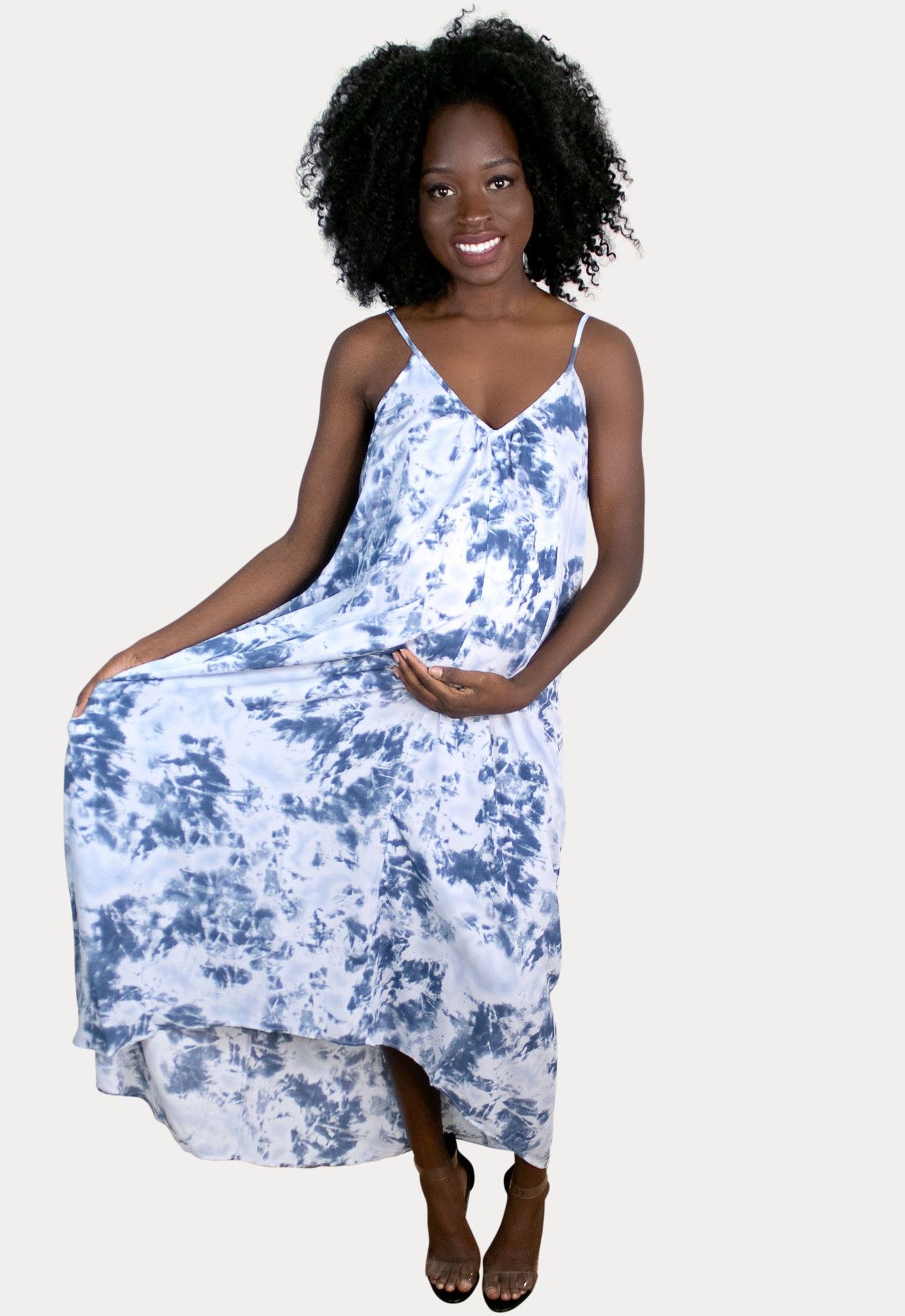 sleeveless tie dye maternity dress