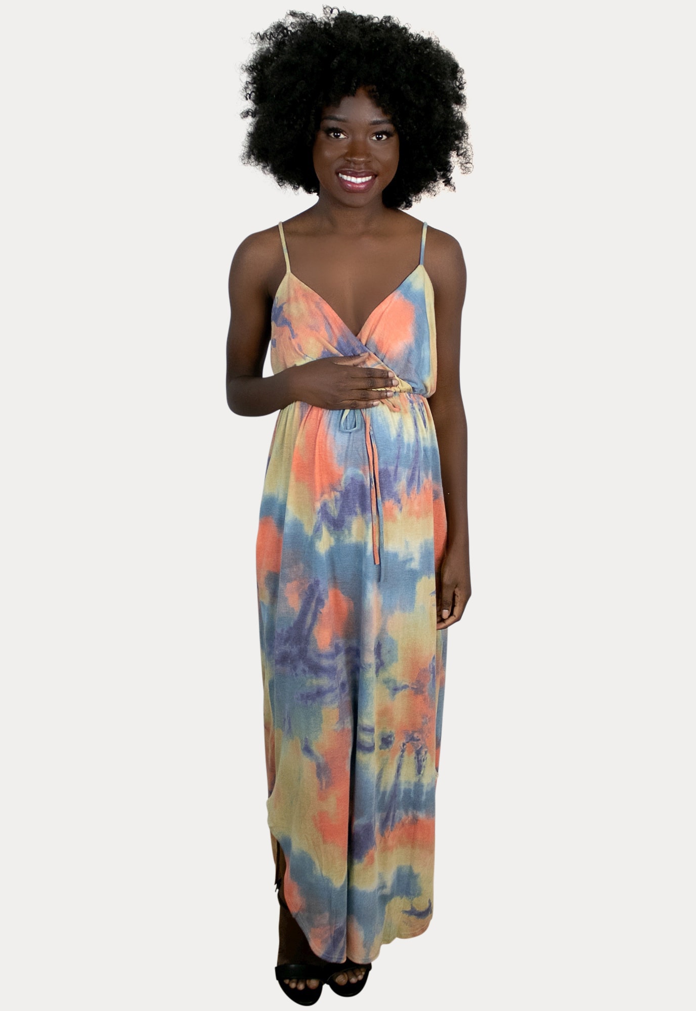 tie dye maternity maxi dress