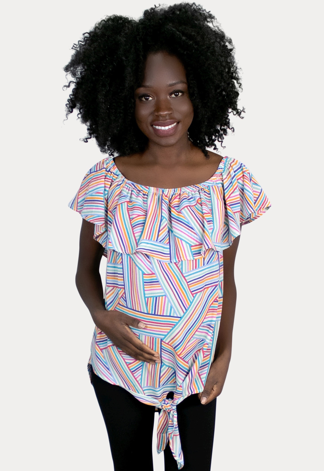 multi striped maternity top