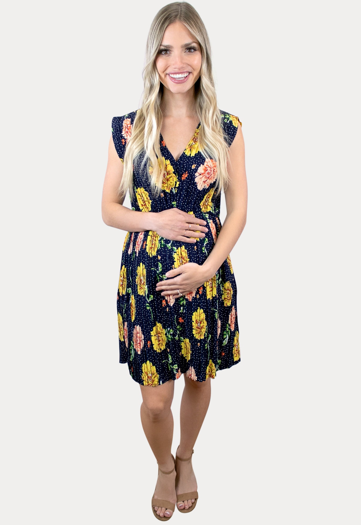 Women Fashion Cute Baby Printed Pregnant Summer Sleeveless Party Maternity  Dress