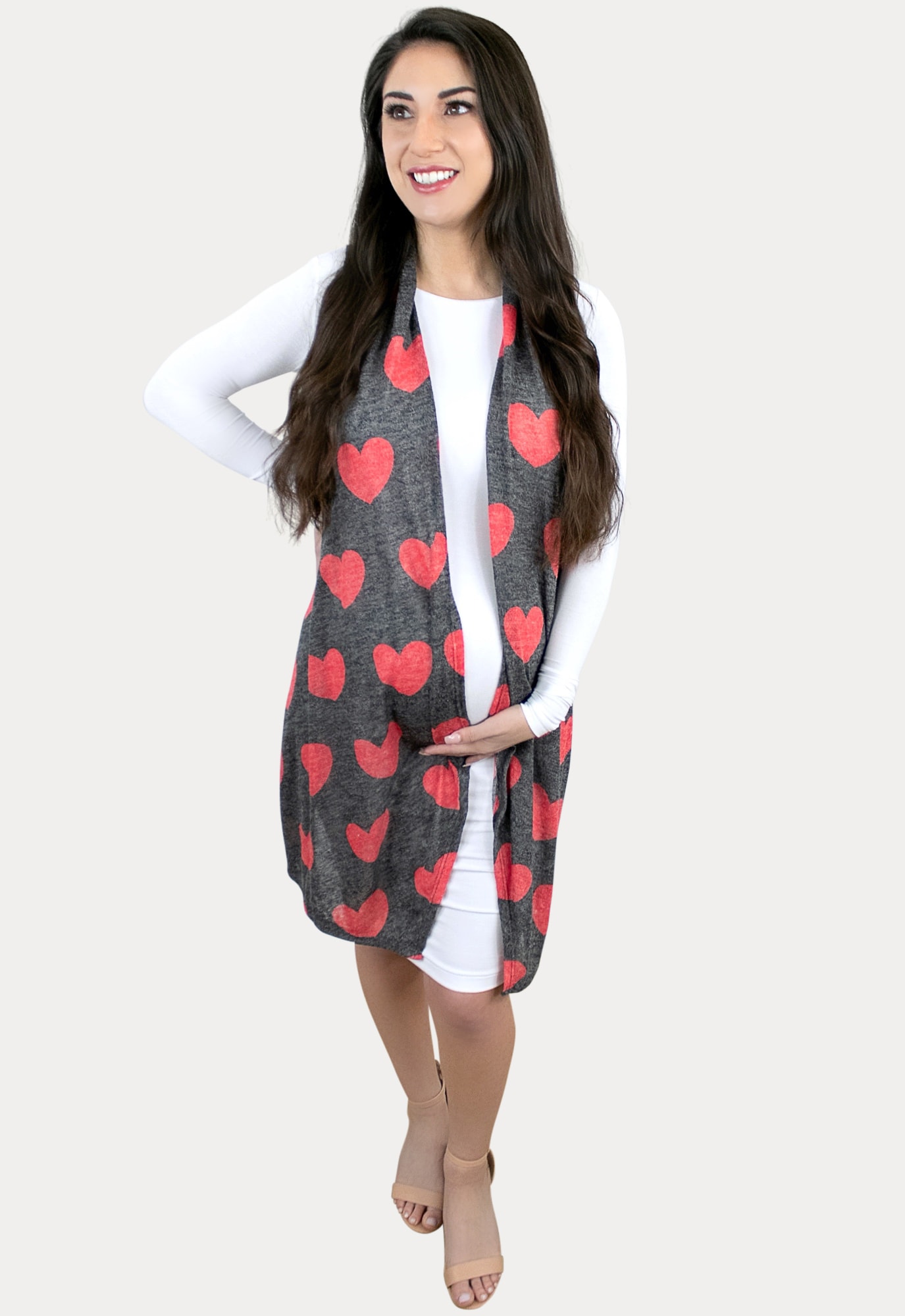 heart print maternity kimono