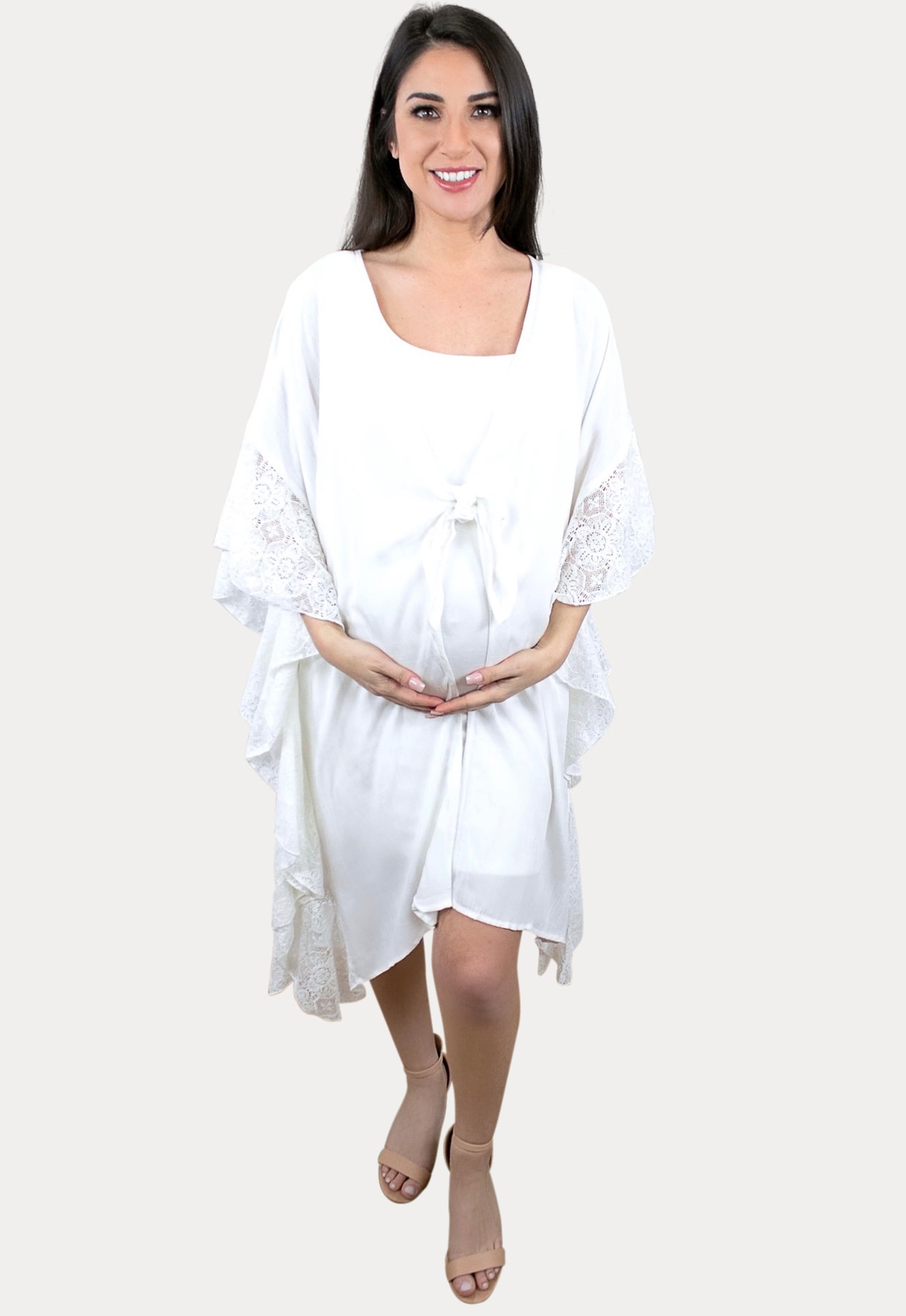 white pregnancy cardigan