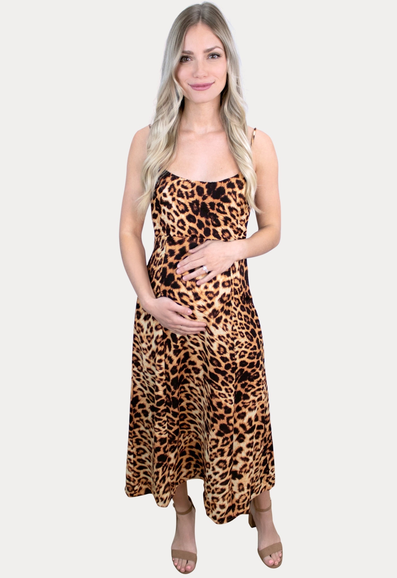 leopard a-line maternity dress