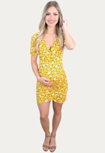yellow floral pregnancy dress
