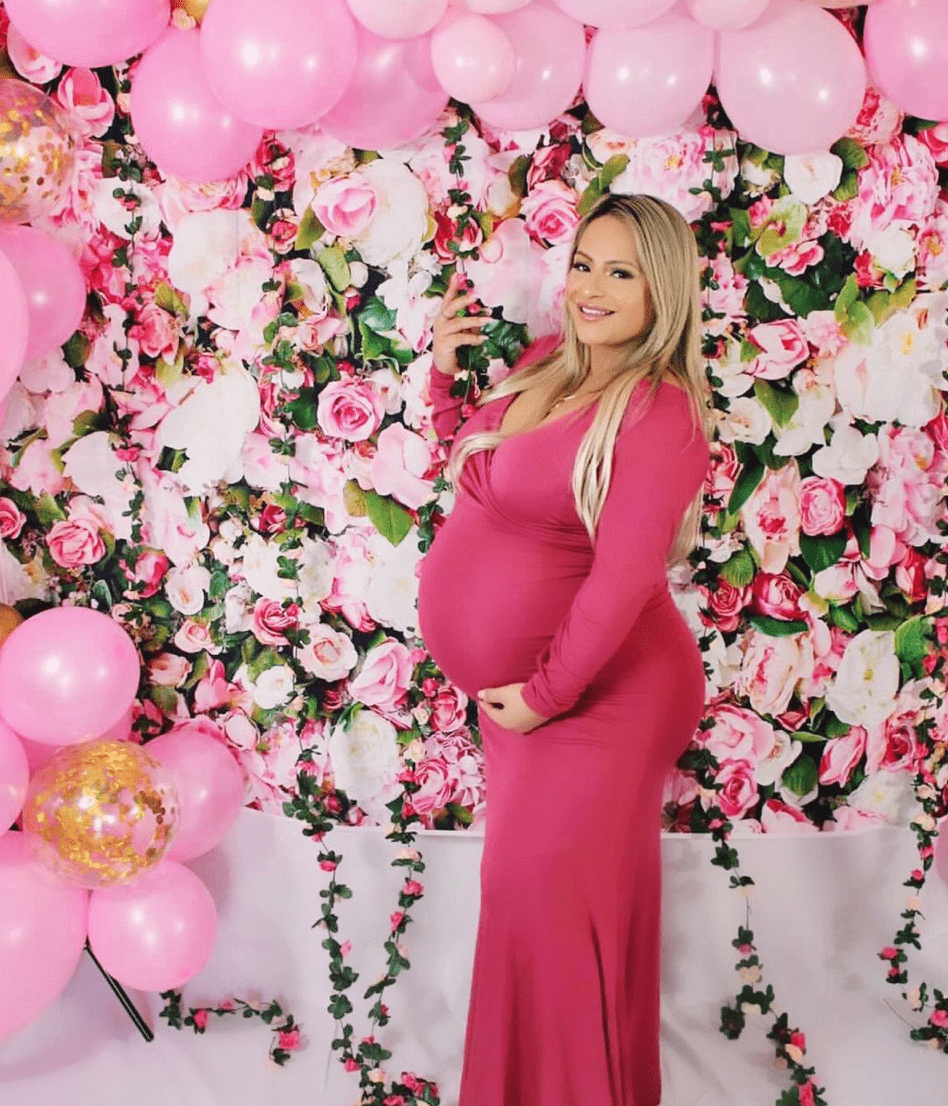 Pink baby shower hot sale dress plus size