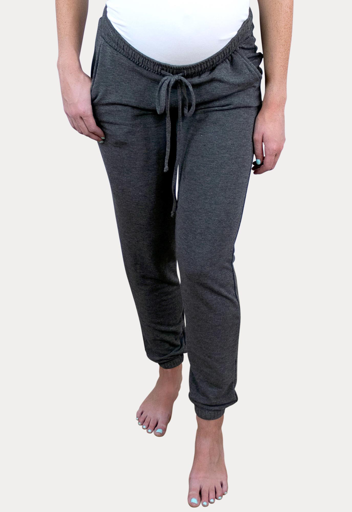 grey maternity joggers