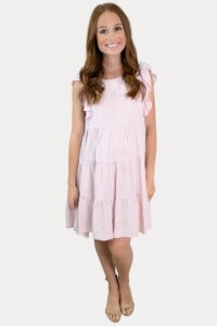 pink ruffle maternity dress