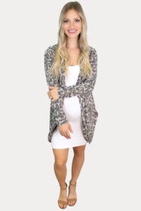 leopard maternity cardigan