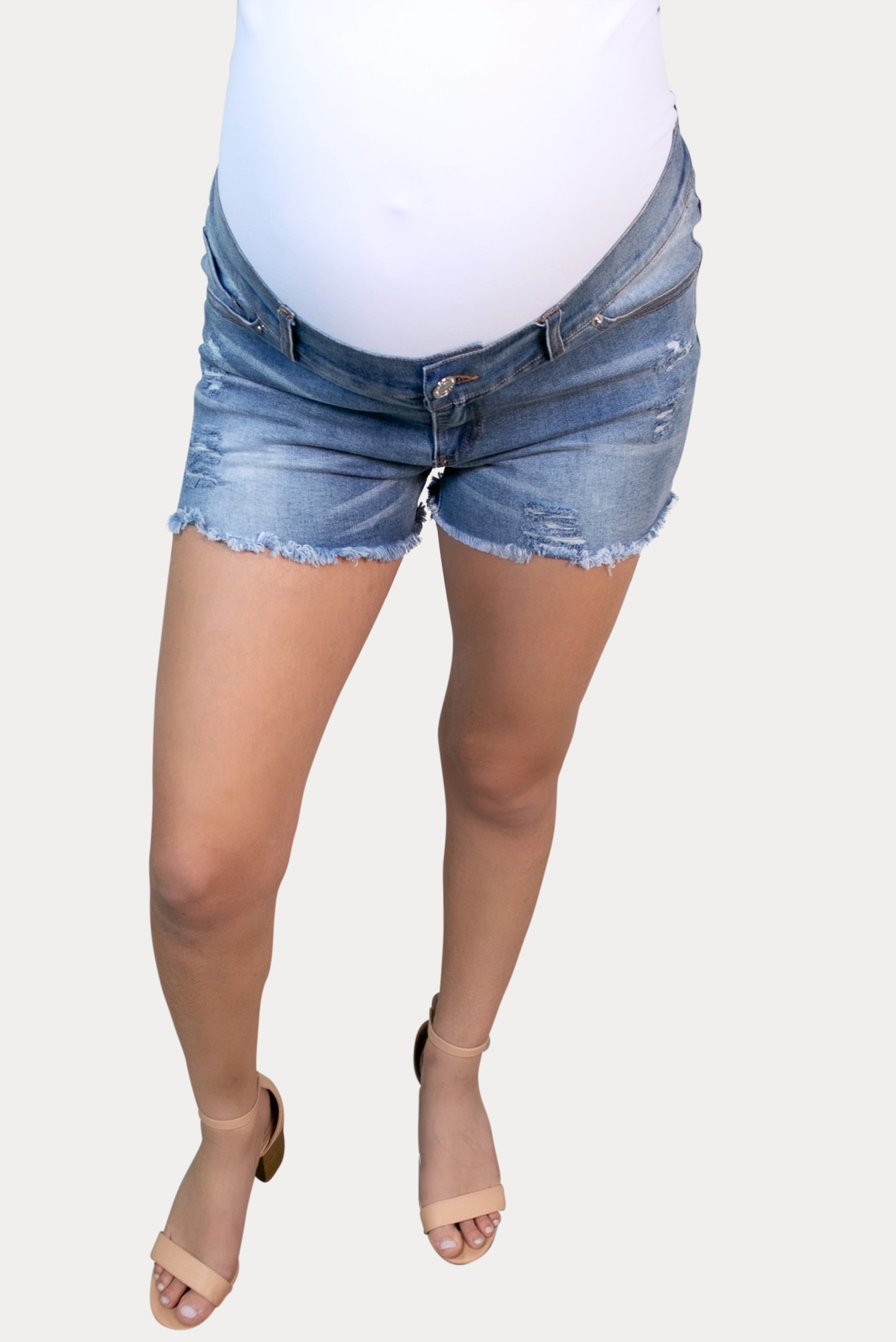 Maternity Shorts Denim Stretchy Workout Pregnancy Shorts