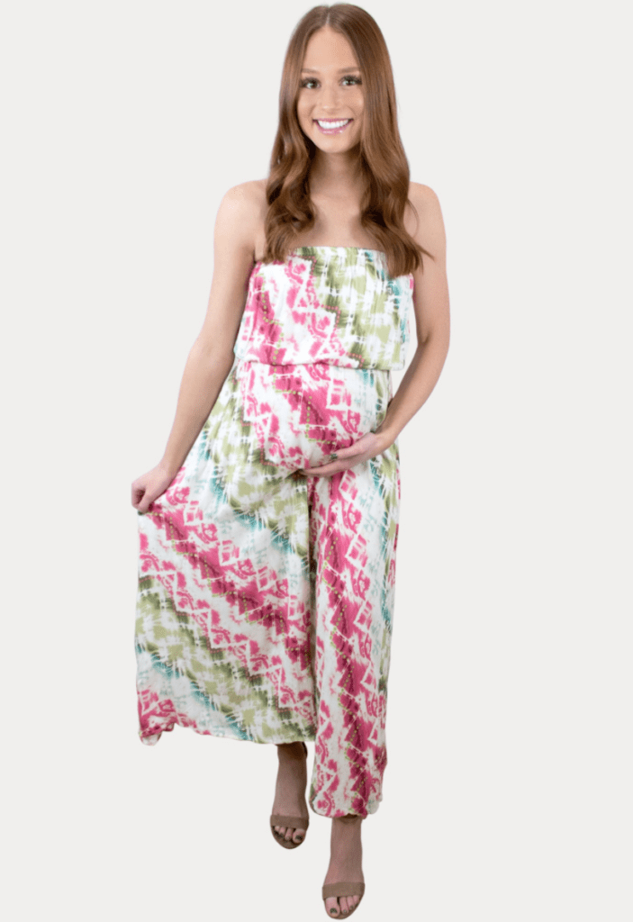 Strapless Tie Dye Maternity Maxi