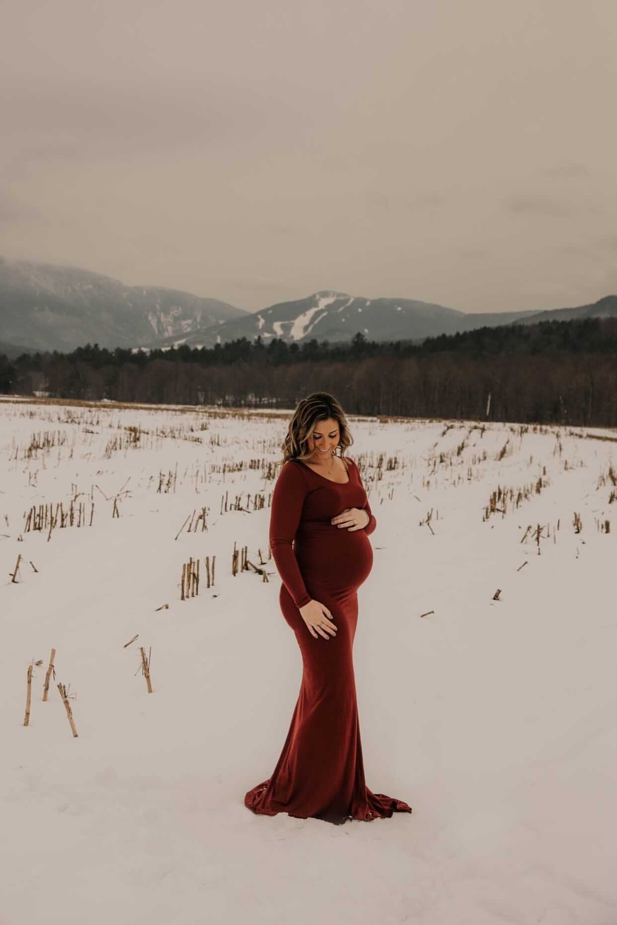 Snowy Winter Maternity Session - CT Best Pregnancy Photographer