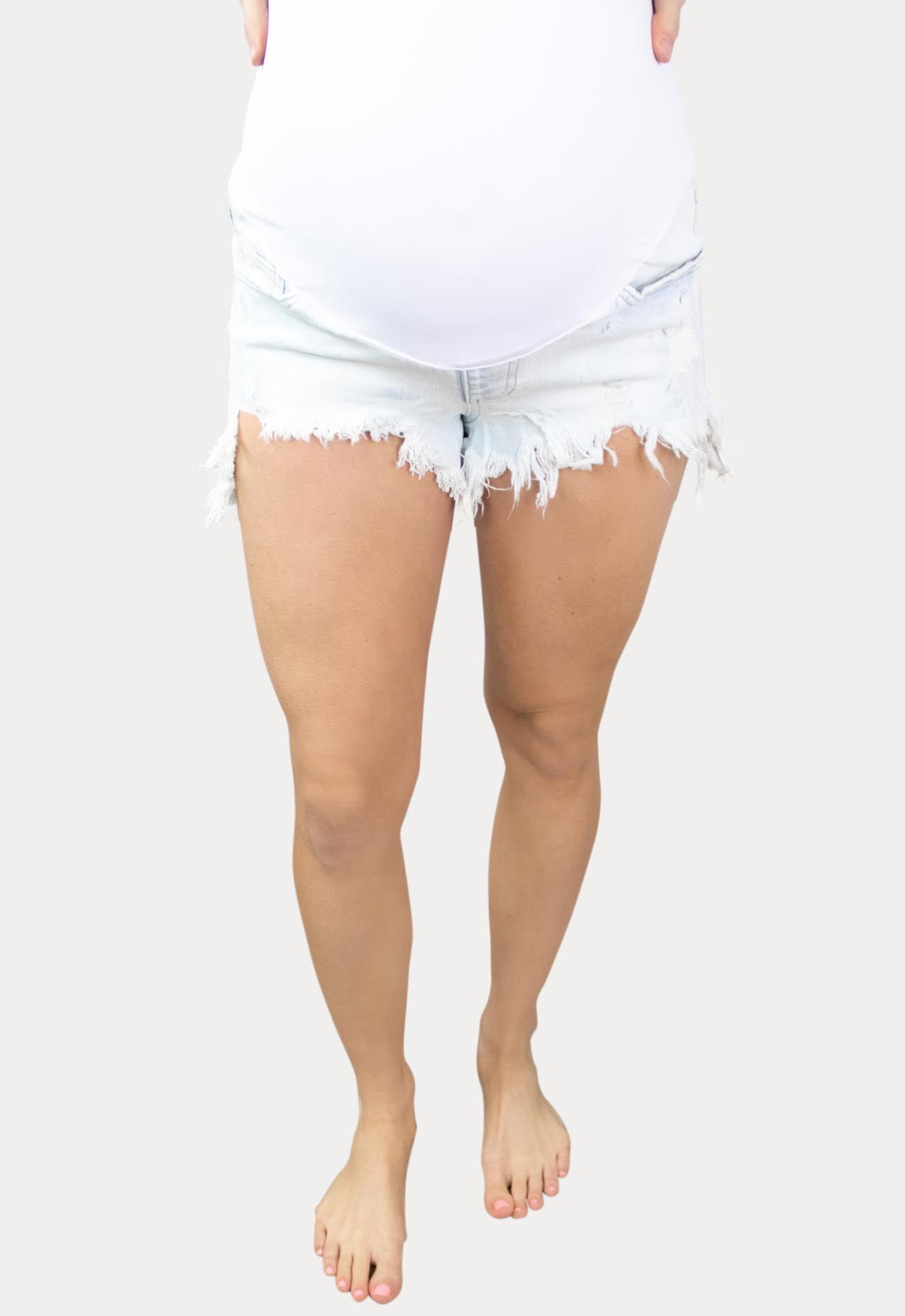 Cut Off Over Belly Maternity Shorts