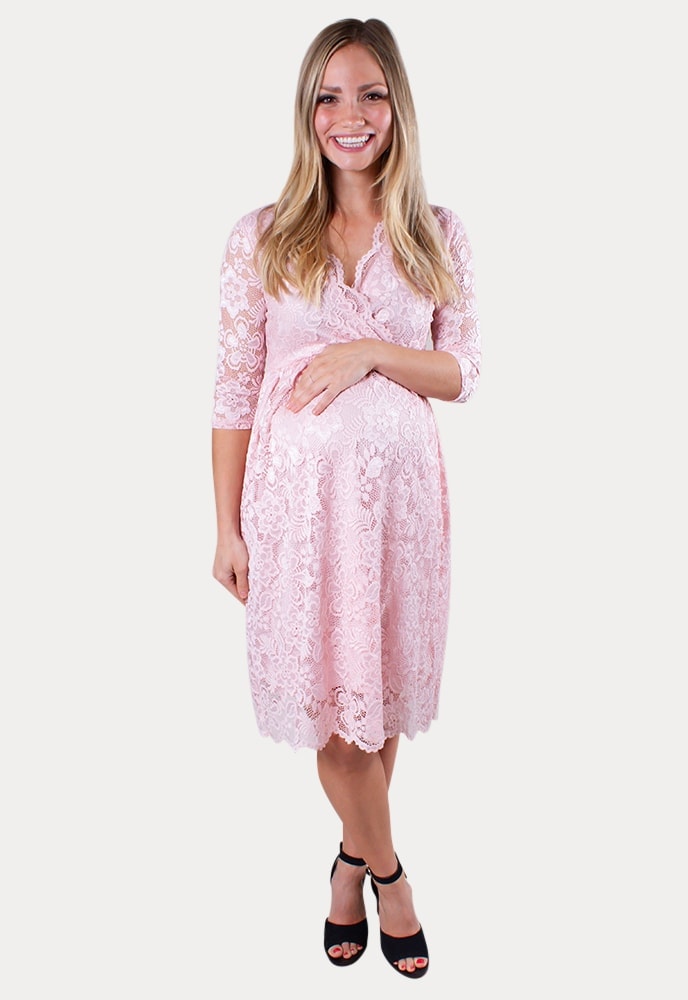 Easter Maternity Dress in Blush