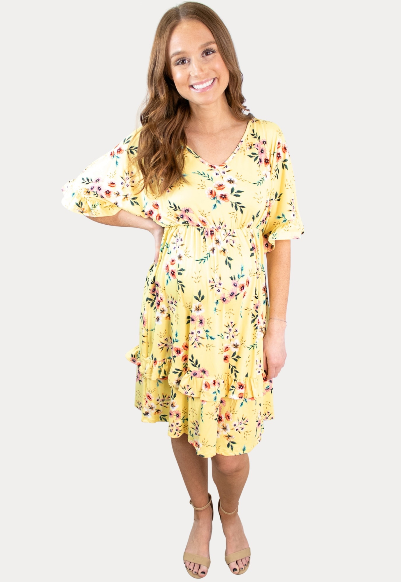 Trending Maternity Dresses for Spring in Yellow 