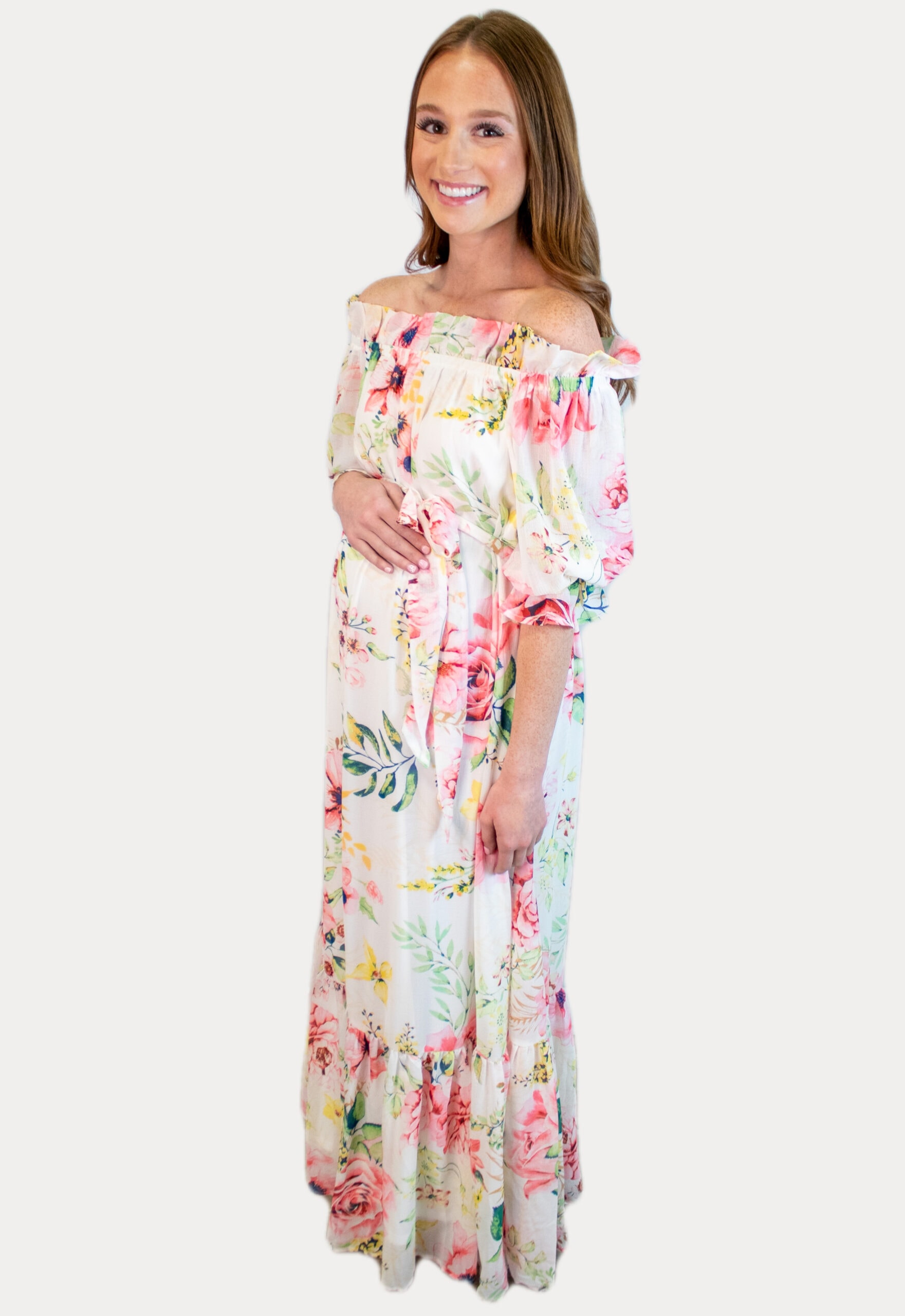 pastel maternity maxi