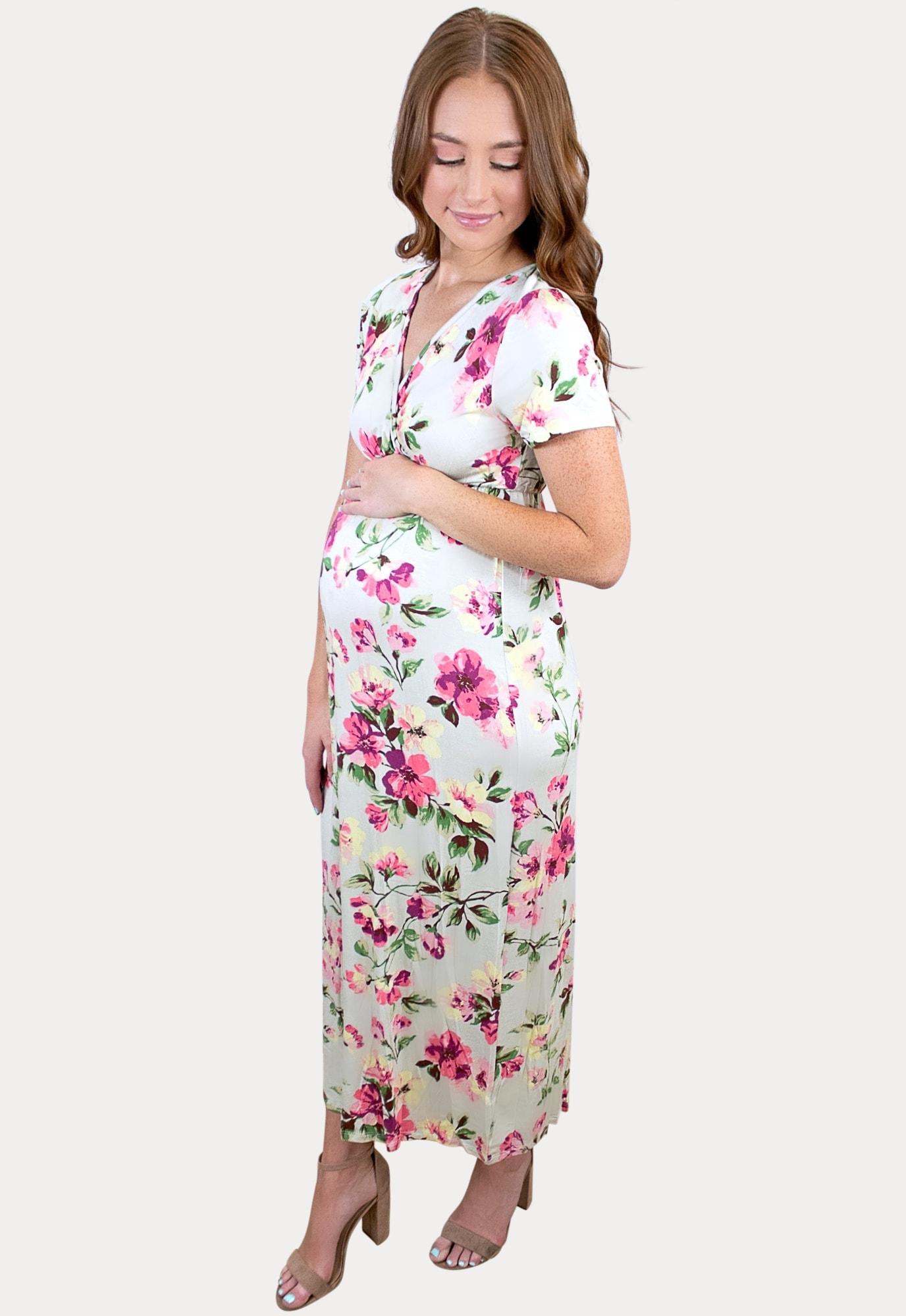 Succulent Floral Maternity Maxi Dress