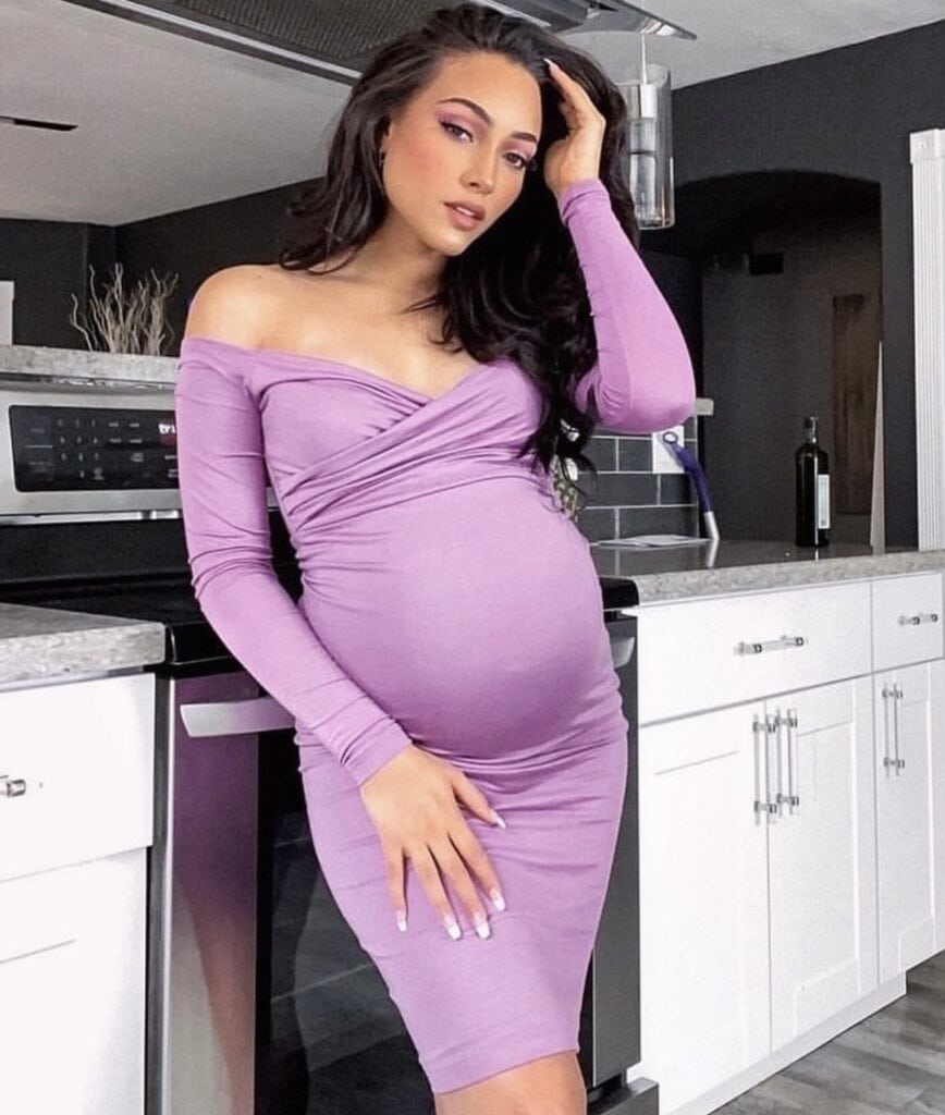 Off the Shoulder Sweetheart Maternity Dress with Long Sleeves